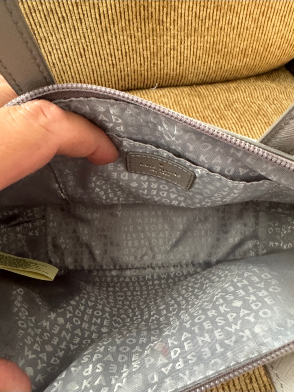 kate spade taupe handbag with silver glitter base - Picture 4 of 4
